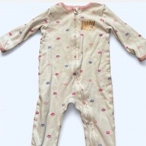 Juicy Couture Cream Footie with Pink and Purple Crowns
